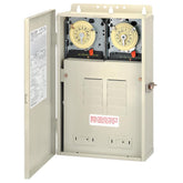 Intermatic T30404R front view showing timers and breaker spaces for organized control