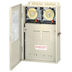 Intermatic T30404R front view showing timers and breaker spaces for organized control
