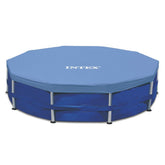 INTEX front view of full 15ft round pool cover showing secure fit and protection