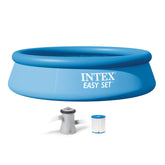 Intex front packaging showing pool kit and clear contents for quick setup