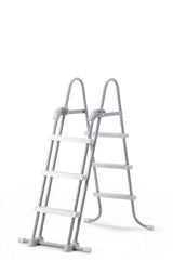 Intex ladder front view showing full two‑section frame and secure fit for pool access