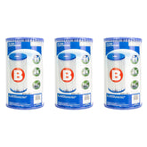 Intex replacement Type B cartridges front packaging showing three filters and fitment