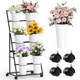 Invech front view showing three-tier stand and six buckets for neat vertical displays