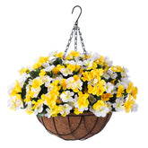 INXUGAO front view of hanging basket showing full floral display and curb appeal