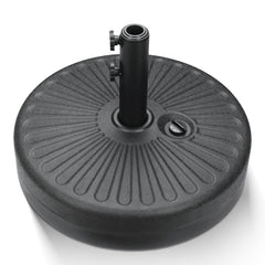 iPower umbrella base front view showing black fillable shell and knobs for stable shade