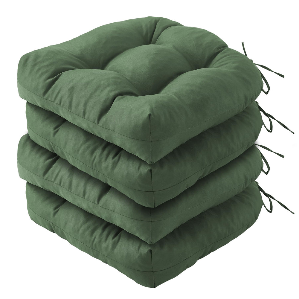 IPYNBAP front view of forest green cushion showing tidy tufted surface and fit