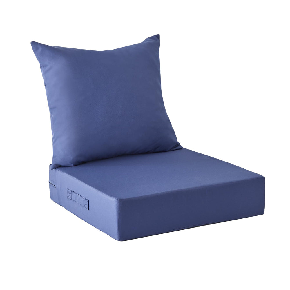 IPYNBAP front view of navy cushion set showing neat fit and weatherproof look