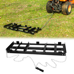 Iron Forge Tools front view of drag harrow showing robust frame and hitch, durable performance