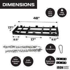 Iron Forge Tools weight tray detail with bricks added for deeper leveling and control