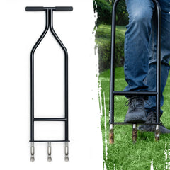 IronGroveRoar aerator front view showing sturdy frame and three tines for reliable aeration