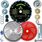 IRONHIT front view of three blades and adapter kit showing complete set and benefit of included hardware