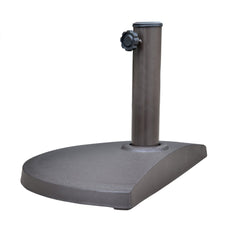 Island Umbrella under-table placement showing compact fit and practical scale