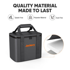 Close-up of Jackery zipper and polyester fabric showing durable splash-resistant protection