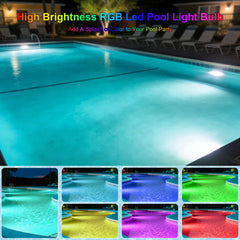Jadisi bulb installed in pool fixture, vibrant night swim ambiance benefit