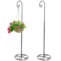 JaGely shepherd hook front view showing sleek black finish and stability