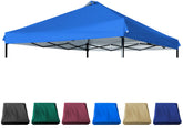 JANCANOPY front view of blue 10x10 replacement top showing full coverage and fit benefit