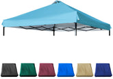 JANCANOPY turquoise front view showing full replacement top and shade benefit