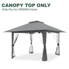 JANCANOPY canopy installed on Crown 13x13 frame showing finished shelter