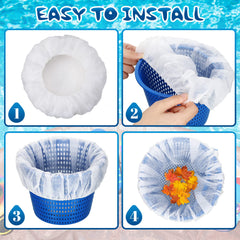 Janmercy skimmer sock installed on basket preventing pump clogs