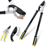 Jardineer loppers front packaging showing tool and included pruner, demonstrates complete set benefit