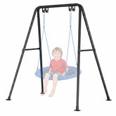 Jasdego front view of assembled metal swing frame showing stability benefit