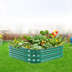 JAUZVIL front view of galvanized raised bed showing robust structure and modern look