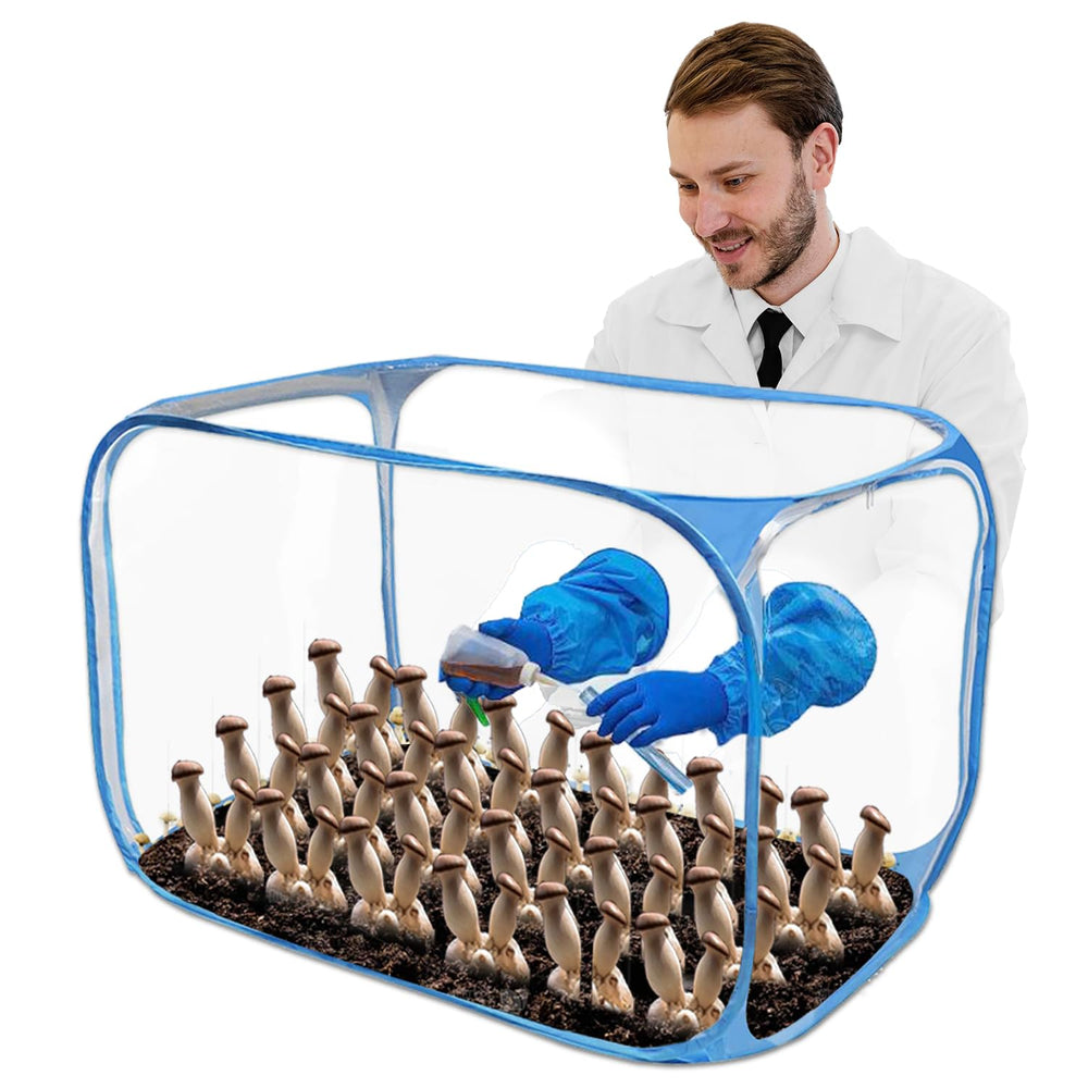 Jaxbo front view unfolded showing clear workspace and reduced contamination benefits