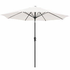 JEAREY front view of 9ft cream white umbrella providing wide shade