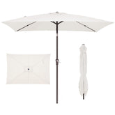 JEAREY umbrella front view showing wide rectangular shade and protection