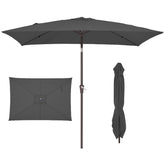 JEAREY front view of rectangular umbrella showing full shaded coverage and comfort