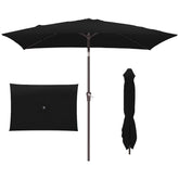 JEAREY rectangular umbrella front view showing wide shade benefit