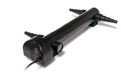 Jebao CW-55 mounted in-line with pond plumbing, improves water clarity without submersion