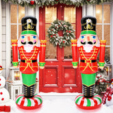 Jenaai front view of inflatable nutcracker showing festive colors and height benefit