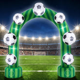 Jenaai arch front view showing bold soccer graphics and welcoming entrance