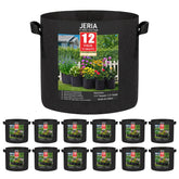 JERIA front view of 12-pack grow bags showing quantity and size benefits