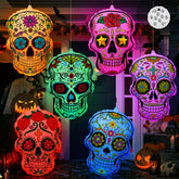 Jetec front view of six 24-inch sugar skulls showing colorful prints and size benefit