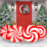Jetec front view of four inflatable Christmas balls showing colorful candy prints and festive appeal