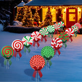 Jetec front view of 15-piece candy yard signs showing colorful designs and stakes