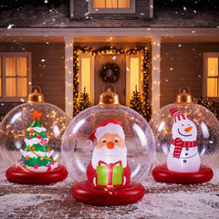 Jetec front view of three inflatable balls showing festive yard impact