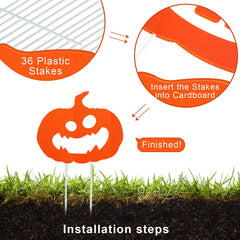 Jetec pumpkin signs lining driveway for visible Halloween display