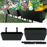 JFMAMJ front view of three railing planters showing neat planting potential