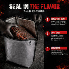 Jibarish foil inner lining close-up reflecting heat and retaining juices