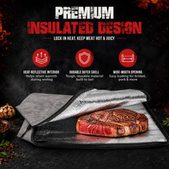 Jibarish bag holding full brisket to preserve temperature and moisture
