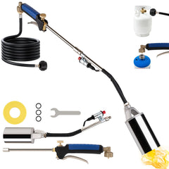 Jiimee front view showing full torch assembly and wide nozzle for fast weed removal