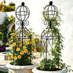 JILLSKY front view of 2-pack obelisk trellises showing clean silhouette and pairing benefit