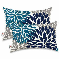 JMKaixin front view of two lumbar pillows showing vibrant outdoor design and comfort