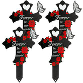 JMZYJZH front view of four metal cemetery crosses showing clean finish and lasting tribute