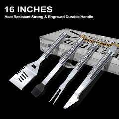 JNDJE full grill tool set laid out to show included utensils and durable build