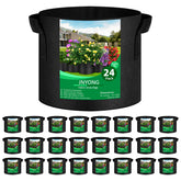 JNYONG front view of 24-pack 5 gallon grow bags showing packaging and quantity benefit