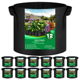 JNYONG front view showing 12-pack grow bags, convenient multi-pot set